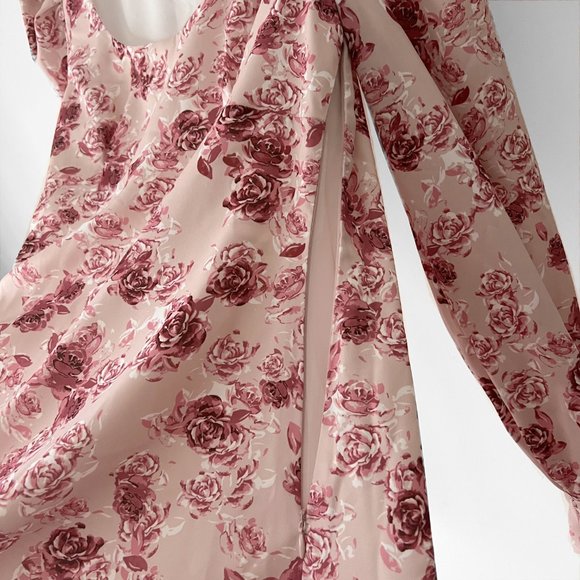 NEW! Puff Sleeve Satin Mini Fit and Flare Dress pink tone, Size EU 36 (US 4) - Picture 12 of 16